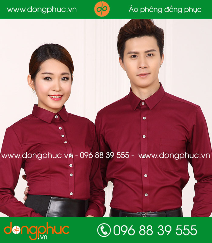 Đồng phục áo sơ mi màu đỏ đô